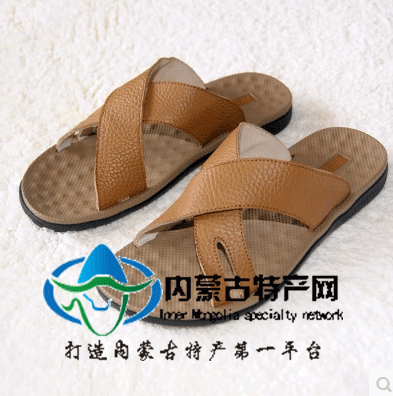仟足佰态2014手工真皮拖鞋夏日头层牛皮按摩底凉拖鞋