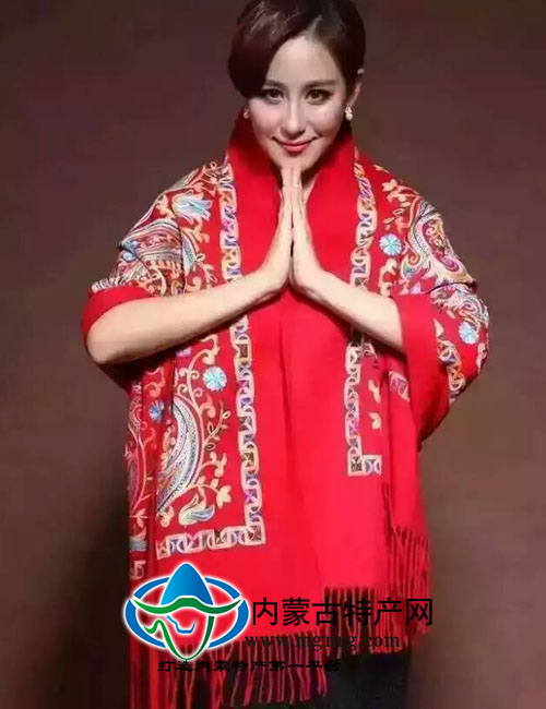 鄂尔多斯刺绣羊绒围巾